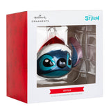 Disney Lilo & Stitch Glass Christmas Ornament Festive Stitch