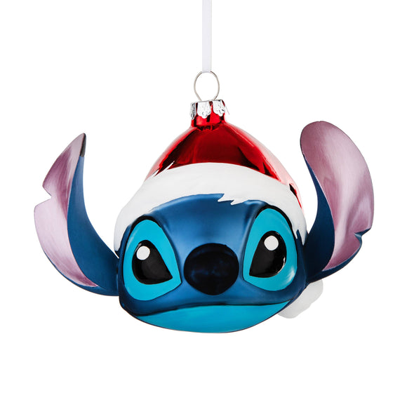 Disney Lilo & Stitch Glass Christmas Ornament Festive Stitch