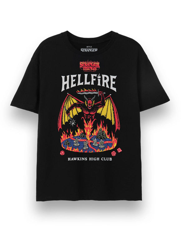 PREORDER Stranger Things Unisex Black Hellfire Short Sleeved T-Shirt