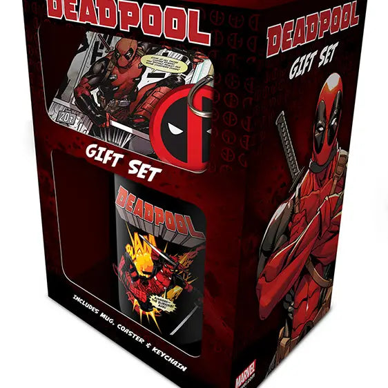 Deadpool mug coaster and key ring gift set