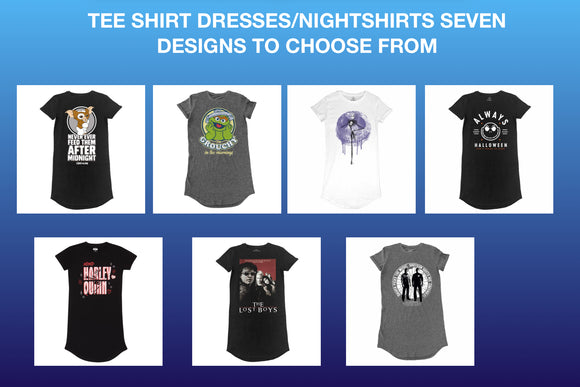 Official T shirt dress/nightshirts 7 designs to choose from